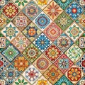 Digital Wall Tile Decor for Home, Ceramic Tile Design, Seamless Colourful Patchwork in Indian Style Royalty Free Stock Photo