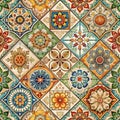 Digital Wall Tile Decor For Home, Ceramic Tile Design, Seamless colourful patchwork in Indian style, wallpaper, linoleum, textile Royalty Free Stock Photo