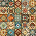 Digital Wall Tile Decor For Home, Ceramic Tile Design, Seamless Colourful Patchwork in Indian Style, Wallpaper, Linoleum, Textile Royalty Free Stock Photo