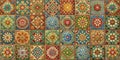Digital Wall Tile Decor For Home, Ceramic Tile Design, Seamless Colourful Patchwork in Indian Style, Wallpaper, Linoleum, Textile Royalty Free Stock Photo