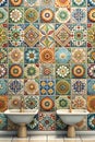 Digital Wall Tile Decor For Home, Ceramic Tile Design, Seamless colourful patchwork in Indian style, wallpaper, linoleum, textile Royalty Free Stock Photo
