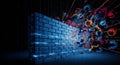 Digital Wall Under Attack with Binary Code and Abstract Shapes Royalty Free Stock Photo
