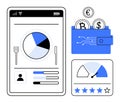 Digital Wallet and Finance App Concept Analytics, Cryptocurrency, and Performance Rating Icons Royalty Free Stock Photo