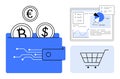 Digital Wallet with Cryptocurrencies, Analytics Dashboard, and E-commerce Cart Integration Royalty Free Stock Photo