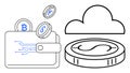 Digital Wallet and Cryptocurrency in Cloud Storage Concept Royalty Free Stock Photo