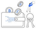 Digital Wallet and Cryptocurrency Concept Bitcoin, Security Keys, and Modern Financial Elements Royalty Free Stock Photo