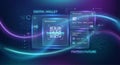 Digital Wallet and Fintech Future Concept with Holographic Interface Royalty Free Stock Photo
