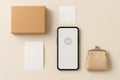 Digital Wallet Payment Confirmation With Package And Blank Receipt Top View Royalty Free Stock Photo