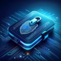Digital wallet secured with biometric authentication, emphasizing advanced security features