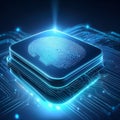 Digital wallet secured with biometric authentication, emphasizing advanced security features futuristic