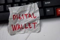 Digital Wallet write on crunched paper isolated on wooden table