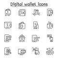 Digital wallets icon set in thin line style Royalty Free Stock Photo