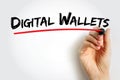 Digital Wallets text written with bold marker by hand and underlined in red. Concept image for online payments, mobile Royalty Free Stock Photo