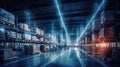 digital warehouse with electronic grids connected to a bar code scanner. Generative Ai