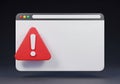 Digital warning sign displayed on a web browser window with a red exclamation mark Royalty Free Stock Photo
