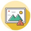 Digital warning symbol indicating an error or problem with a displayed image or data Royalty Free Stock Photo