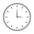 Solid Black Analog Clock in Black Stroke with White Background Royalty Free Stock Photo