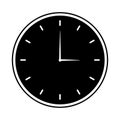 Solid Black Analog Clock Icon With Black Backdrop and White Stroke Royalty Free Stock Photo