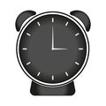 Solid Black Analog Alarm Clock Icon With Gradient Black Backdrop Royalty Free Stock Photo