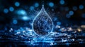 digital water drop icon features cascading binary code Royalty Free Stock Photo