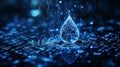 digital water drop icon features cascading binary code Royalty Free Stock Photo