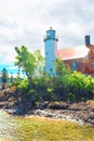 Digital watercolor of Eagle Harbor lighthouse in Michigan