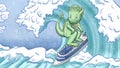 Big monster surfing on a ship