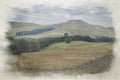 Digital watercolor painting of Shutlingsloe Hill