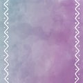 Digital watercolor painting in soft purple with white tribal design on border