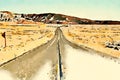 Watercolor of a road in a desert Royalty Free Stock Photo