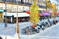 Watercolor style painting that represents a glimpse of a street in the center of Paris Royalty Free Stock Photo