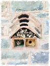 Digital watercolour of an insect and bee house Royalty Free Stock Photo