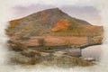 Digital watercolour painting of Y Garn in the Eryri National Park, Wales Royalty Free Stock Photo