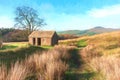 Digital watercolour of Shutlingsloe Hill in the Peak District National Park