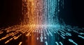 Binary Code Flowing Downwards in Orange and Blue Hues digital data Royalty Free Stock Photo