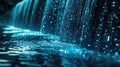Digital waterfall flowing into data lake, big data visualization