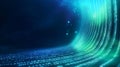 Digital wave of binary code flowing through a dark space with glowing accents Royalty Free Stock Photo