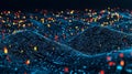 Digital Wave Binary Code Landscape, 3D Render, Data Visualization, Big Data, AI Data Visualization, AI Royalty Free Stock Photo