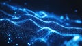 Digital wave data computing network grid connecting particles Royalty Free Stock Photo