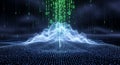 Digital Wave Data Landscape Binary Code Falling into Futuristic Network Royalty Free Stock Photo