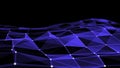 Digital wave with dots, lines and triangles on the dark background. 3D rendering Royalty Free Stock Photo