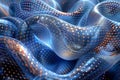 Digital Wave Dynamics: Flowing blue shapes with illuminated patterns, generative ai