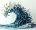 Digital wave made of flowers and binary code, symbolizing technology and nature Royalty Free Stock Photo