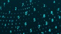 Digital wave with many numbers. Cyberspace background with digits set of different sizes. 3d rendering Royalty Free Stock Photo