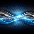 Digital wave motion in electric blue and silver over black gradient Royalty Free Stock Photo