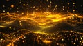 Digital wave particles floating creating golden bokeh background Royalty Free Stock Photo