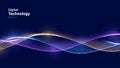 Digital Wave Pattern Background. Science Technology Presentation Vector.  Cyber Big Data Flow Particles Bokeh. Digital Neural Royalty Free Stock Photo