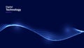 Digital Wave Pattern Background. Science Technology Presentation Vector.  Cyber Big Data Flow Particles Bokeh. Digital Neural Royalty Free Stock Photo