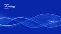 Digital Wave Pattern Background. Science Technology Presentation Vector.  Cyber Big Data Flow Particles Bokeh. Digital Neural Royalty Free Stock Photo