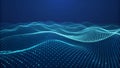 Digital wave surface visualization of abstract data-flow creating a technological background. Royalty Free Stock Photo